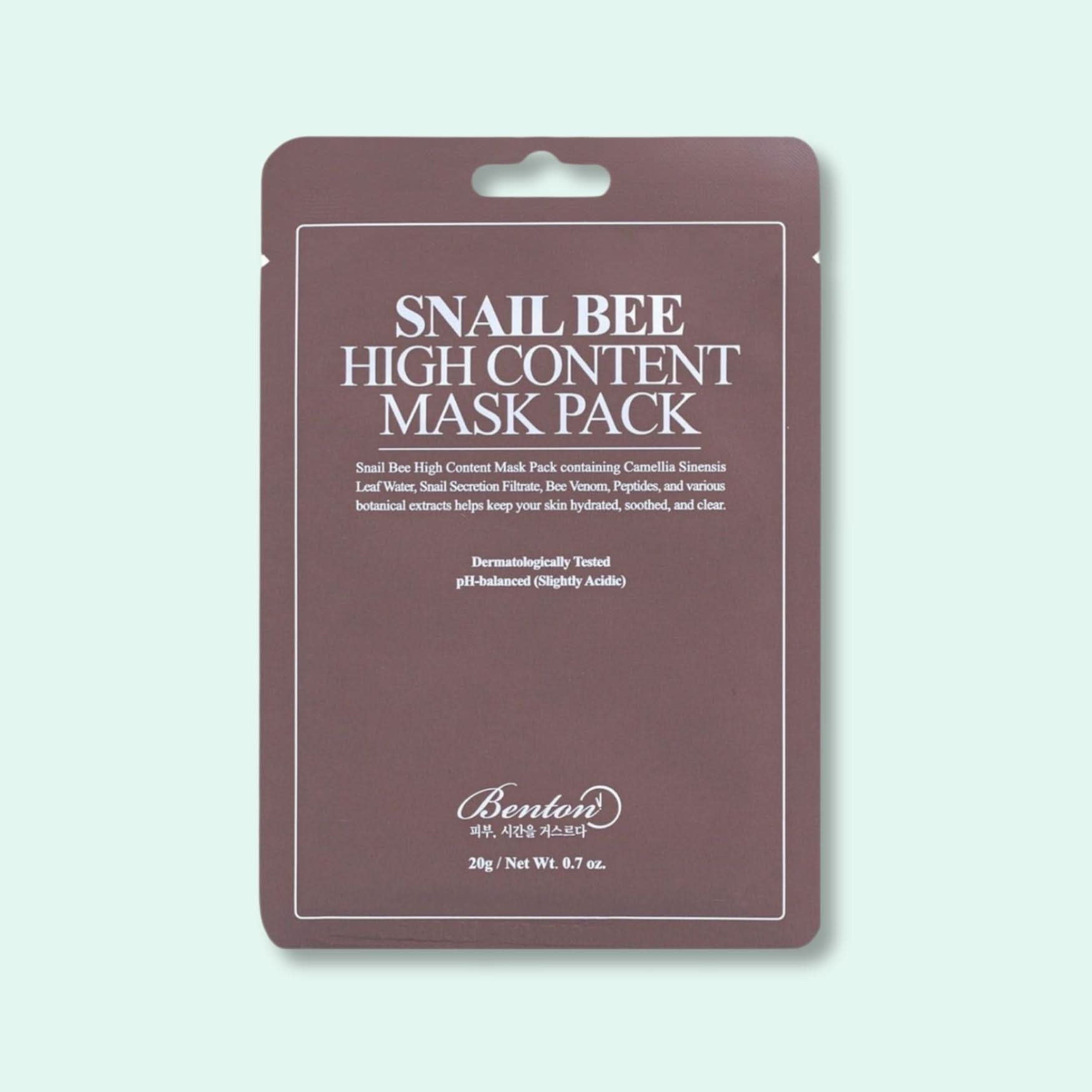 BENTON Snail Bee High Content Mask Korean Skincare | VELVET GLOW