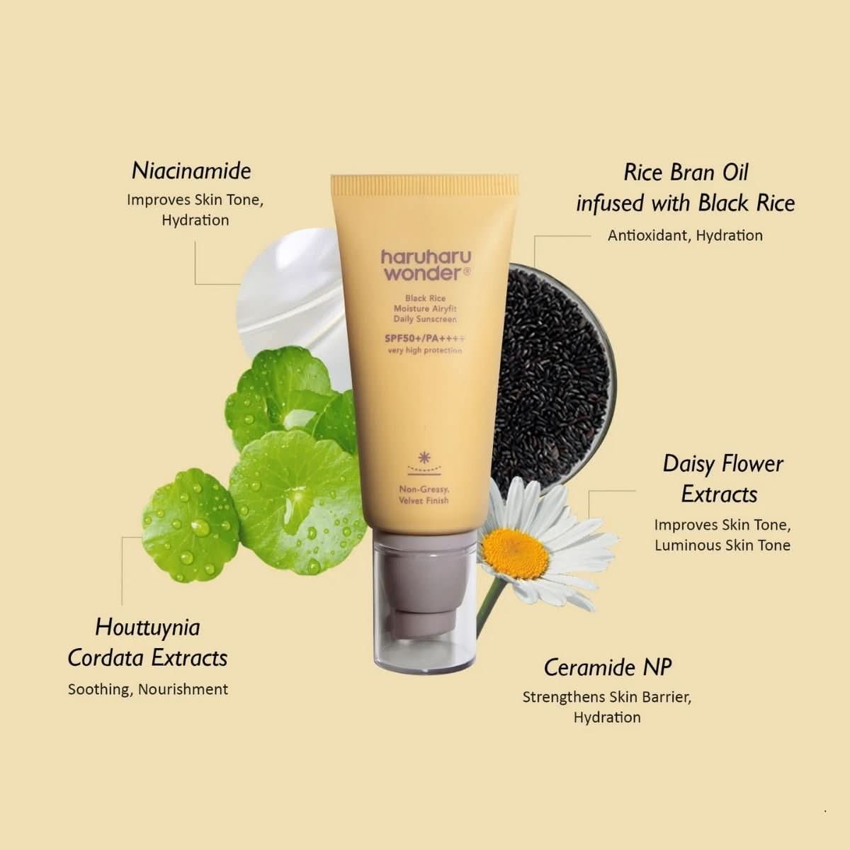 haruharu wonder Black Rice Moisture Airyfit Daily Sunscreen SPF50+ PA++++ Korean Skincare | VELVET GLOW