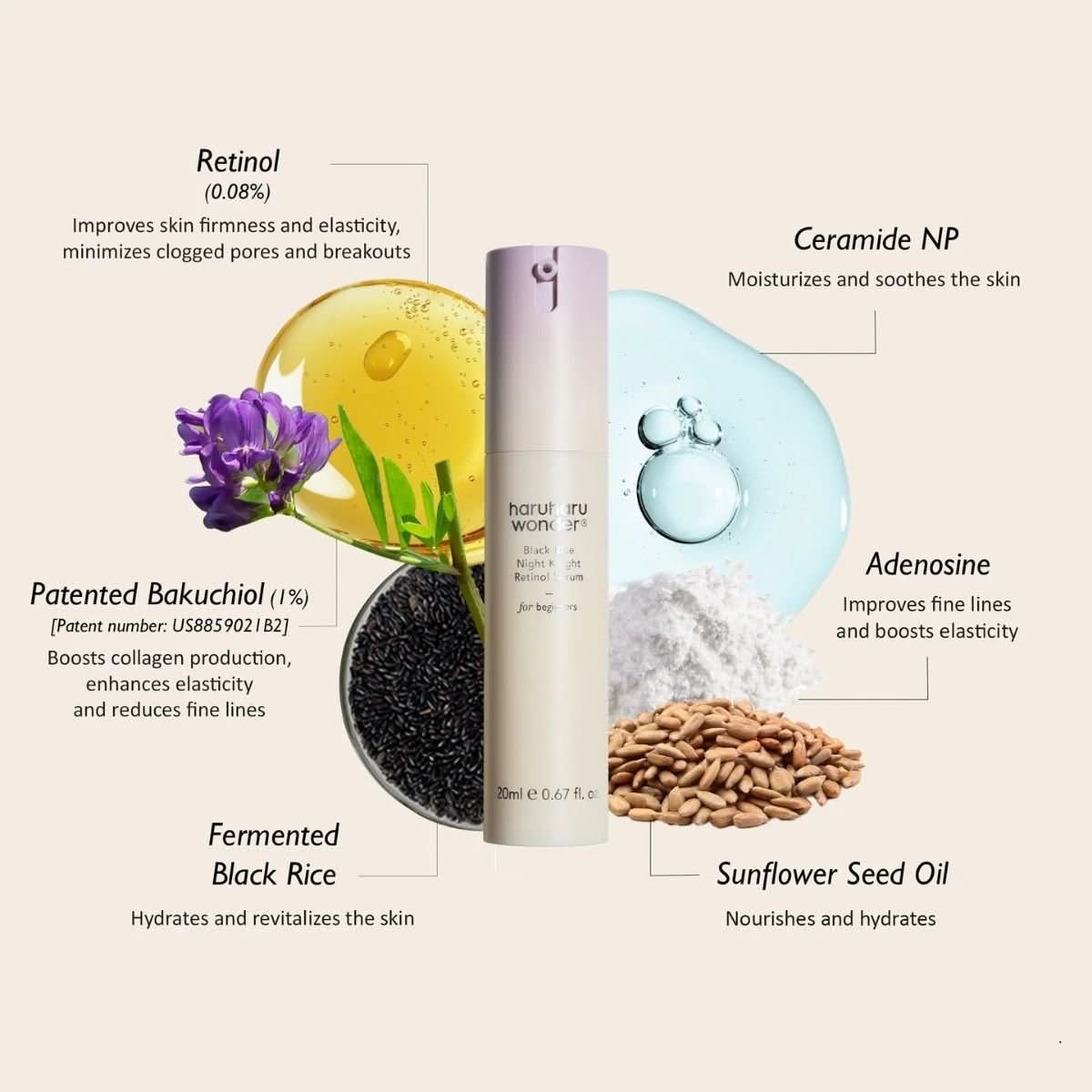 haruharu wonder Black Rice Night Knight Retinol Serum Korean Skincare | VELVET GLOW