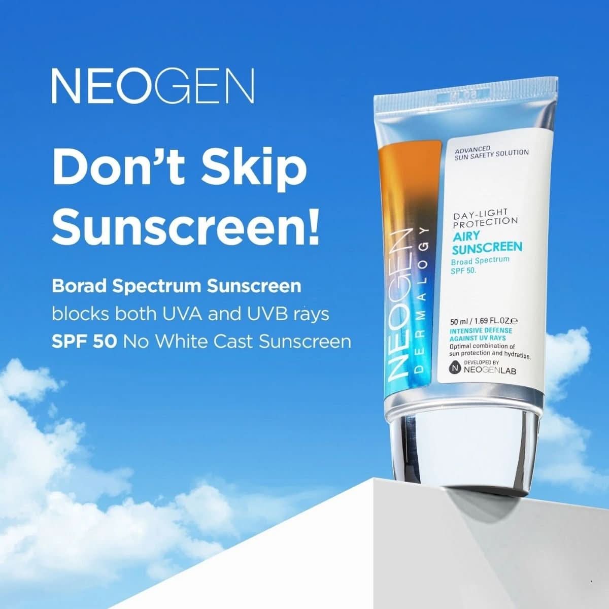 NEOGEN Day - Light Protection Airy Sunscreen 50+ PA+++ Korean Skincare | VELVET GLOW