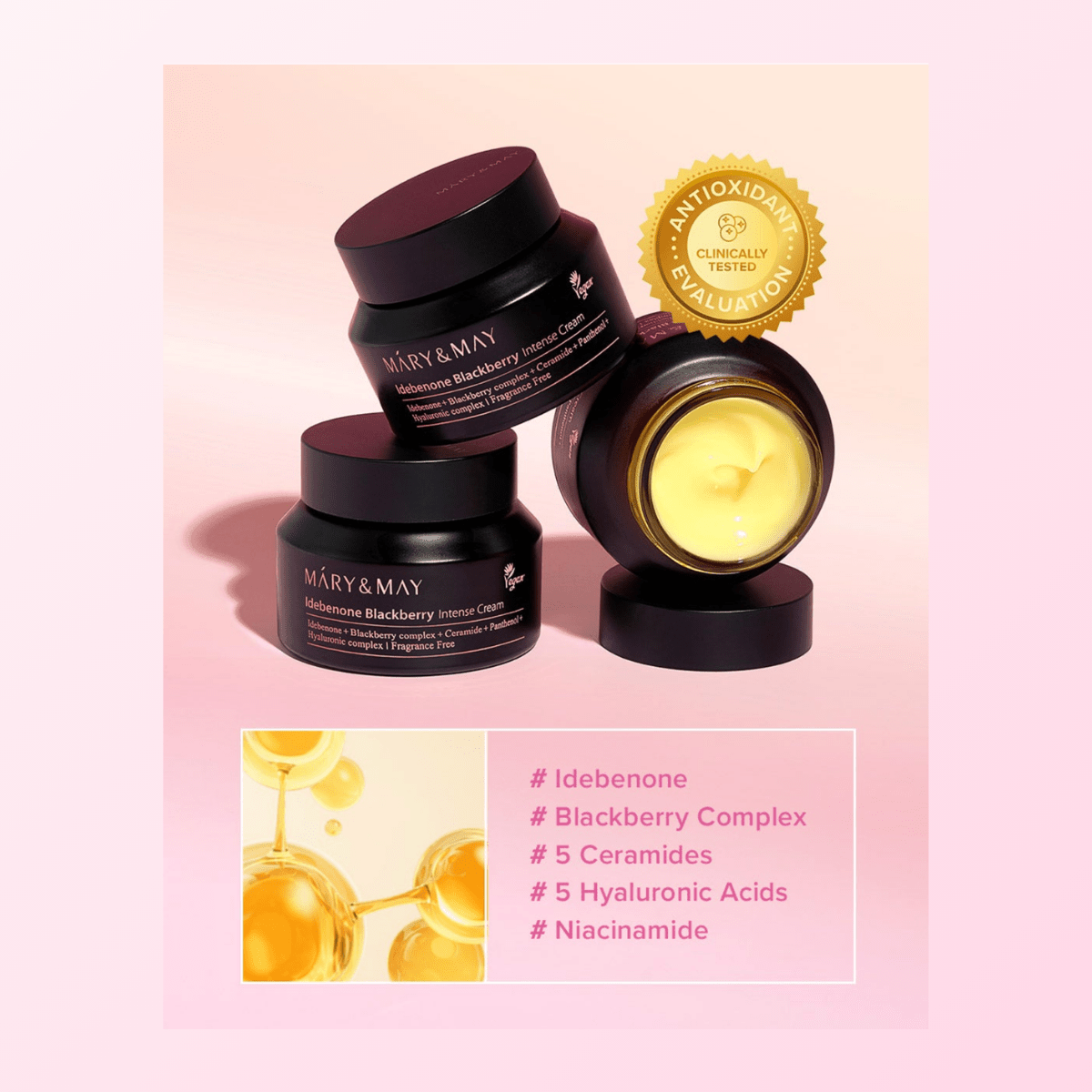 MÁRY&MAY Idebenone Blackberry Intense Cream Korean Skincare | VELVET GLOW