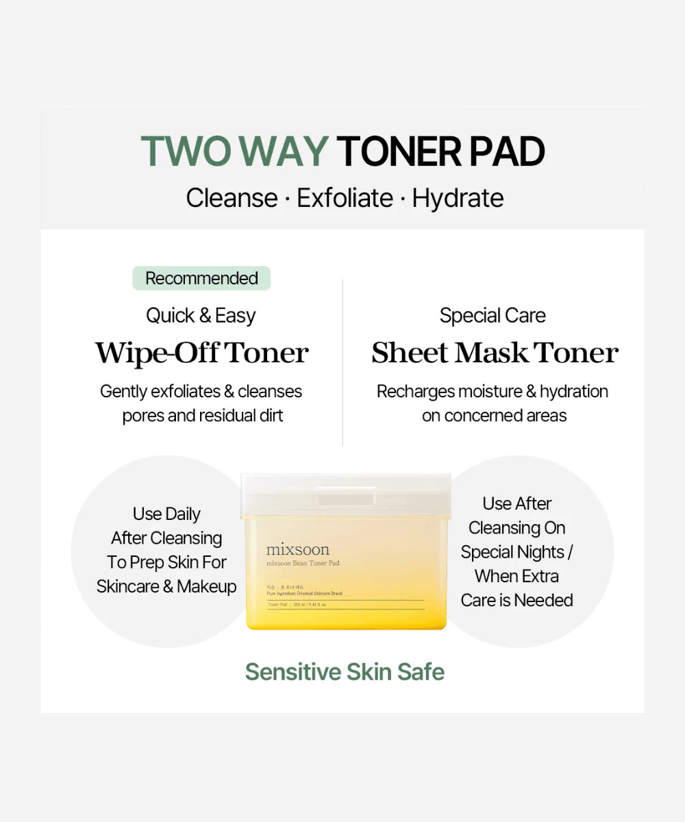 mixsoon Bean Toner Pad Korean Skincare | VELVET GLOW