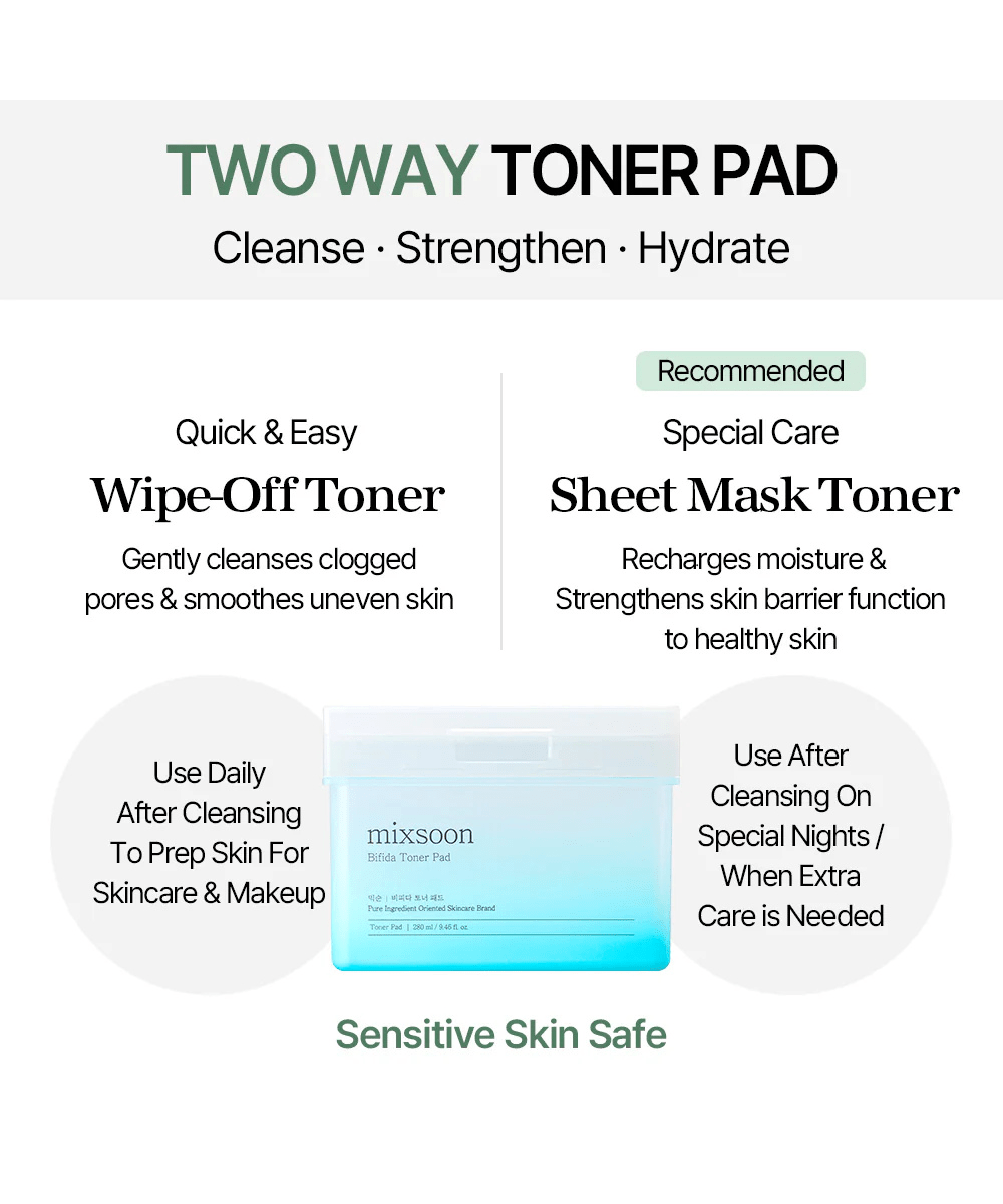mixsoon Bifida Toner Pad Korean Skincare | VELVET GLOW