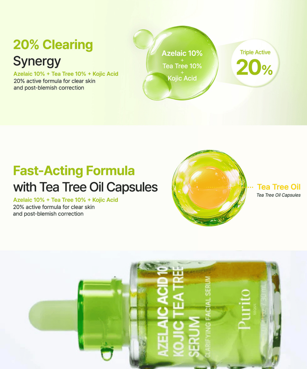 Purito Seoul Azelaic Acid 10 Kojic Tea Tree Serum Korean Skincare | VELVET GLOW