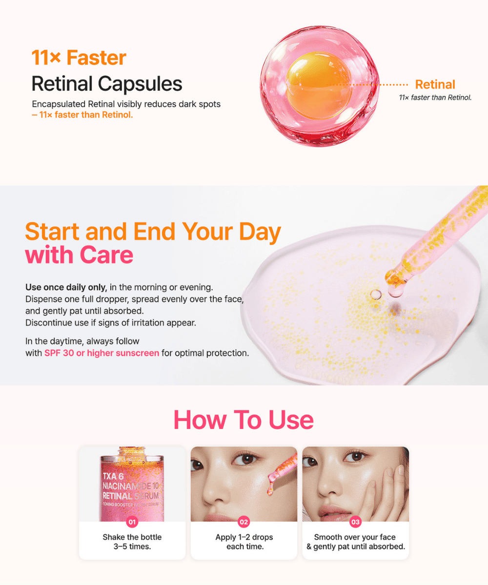 Purito Seoul TXA 6 Niacinamide 10 Retinal Serum Korean Skincare | VELVET GLOW