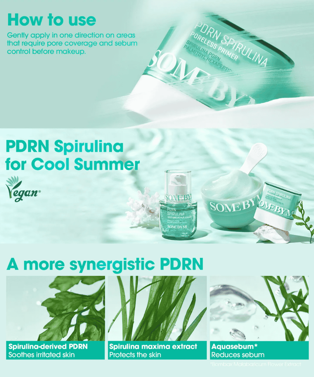 SOME BY MI PDRN Spirulina Poreless Primer Korean Skincare | VELVET GLOW