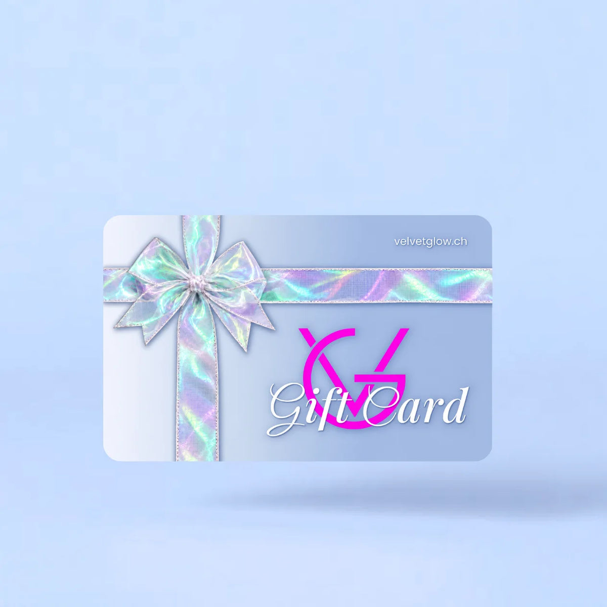 VELVET GLOW Geschenkkarte per Post mit holografischer Schleife