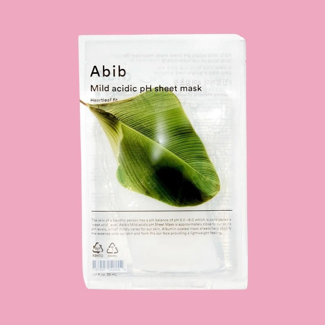 Abib Mild Acidic pH Sheet Mask Heartleaf Fit Korean Skincare | VELVET GLOW