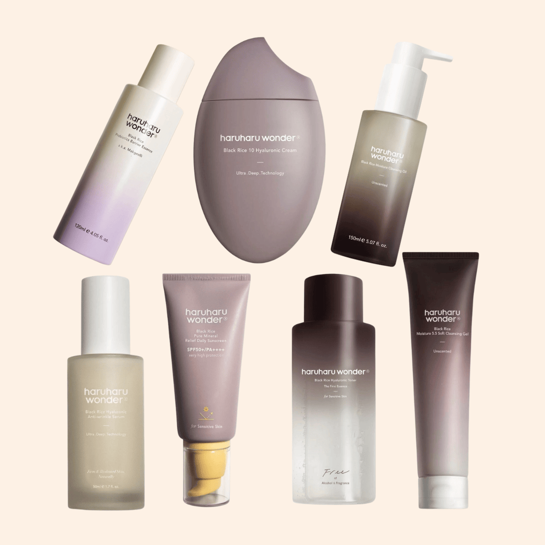 VELVET GLOW HARUHARU WONDER Black Rice Essentials Set Korean Skincare | VELVET GLOW