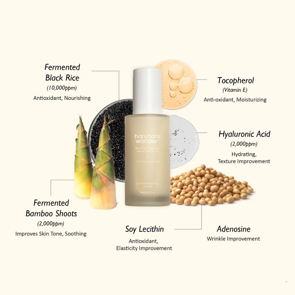 haruharu wonder Black Rice Hyaluronic Anti - Wrinkle Serum Korean Skincare | VELVET GLOW