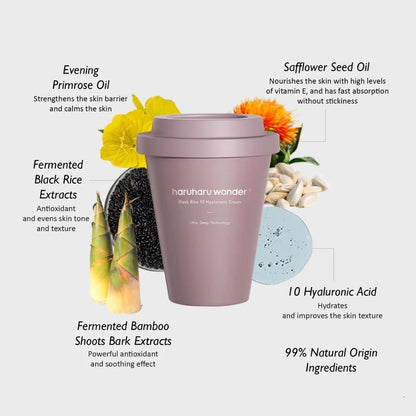 haruharu wonder Black Rice 10 Hyaluronic Cream Cup Korean Skincare | VELVET GLOW