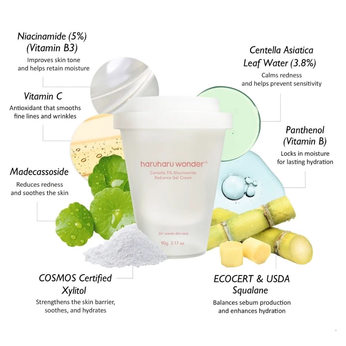 haruharu wonder Centella 5% Niacinamide Radiance Gel Cream Cup Korean Skincare | VELVET GLOW