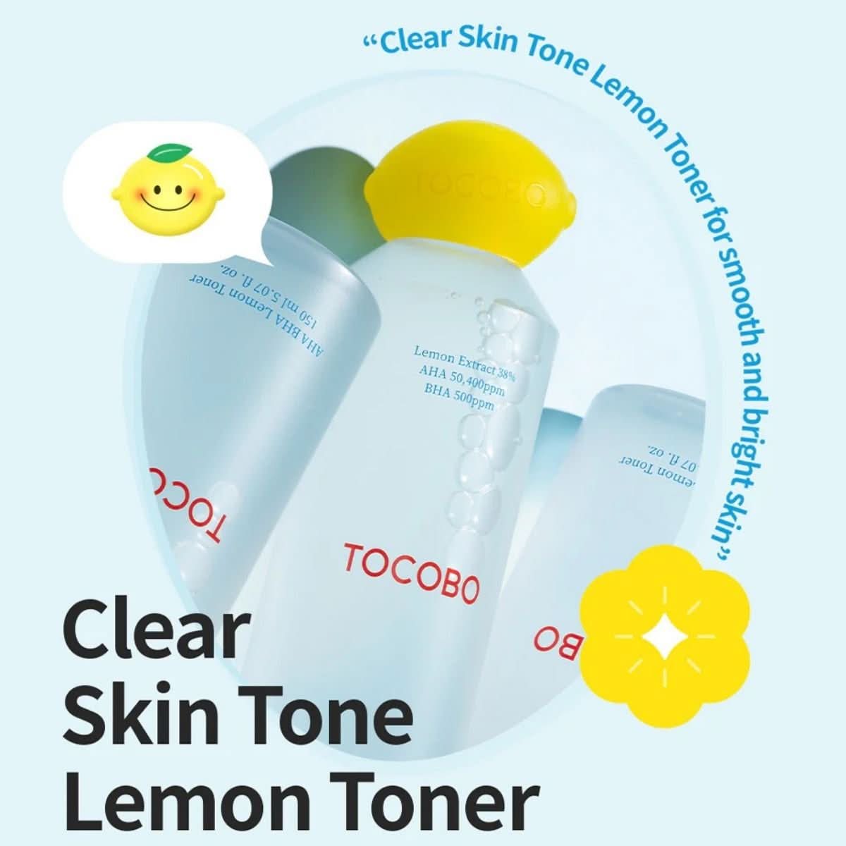 TOCOBO AHA BHA Lemon Toner Korean Skincare | VELVET GLOW