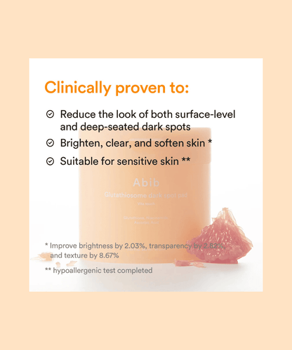 Abib Glutathiosome dark spot pad Vita touch Korean Skincare | VELVET GLOW