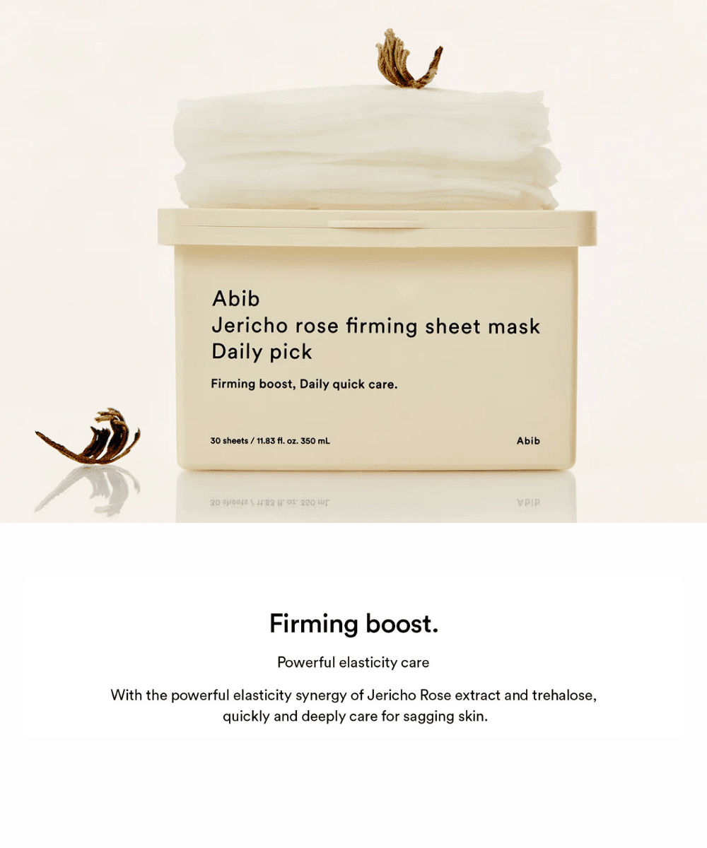 Abib Jericho rose firming sheet mask Daily pick Korean Skincare | VELVET GLOW