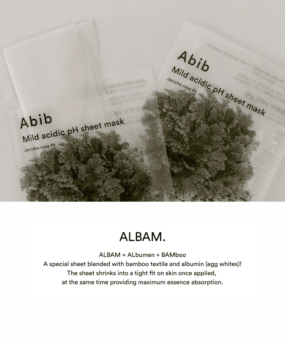 Abib Mild acidic pH sheet mask Jericho rose fit Korean Skincare | VELVET GLOW