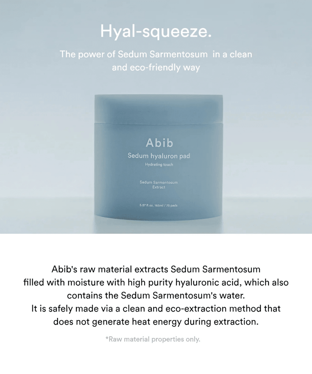 Abib Sedum hyaluron pad Hydrating touch Korean Skincare | VELVET GLOW