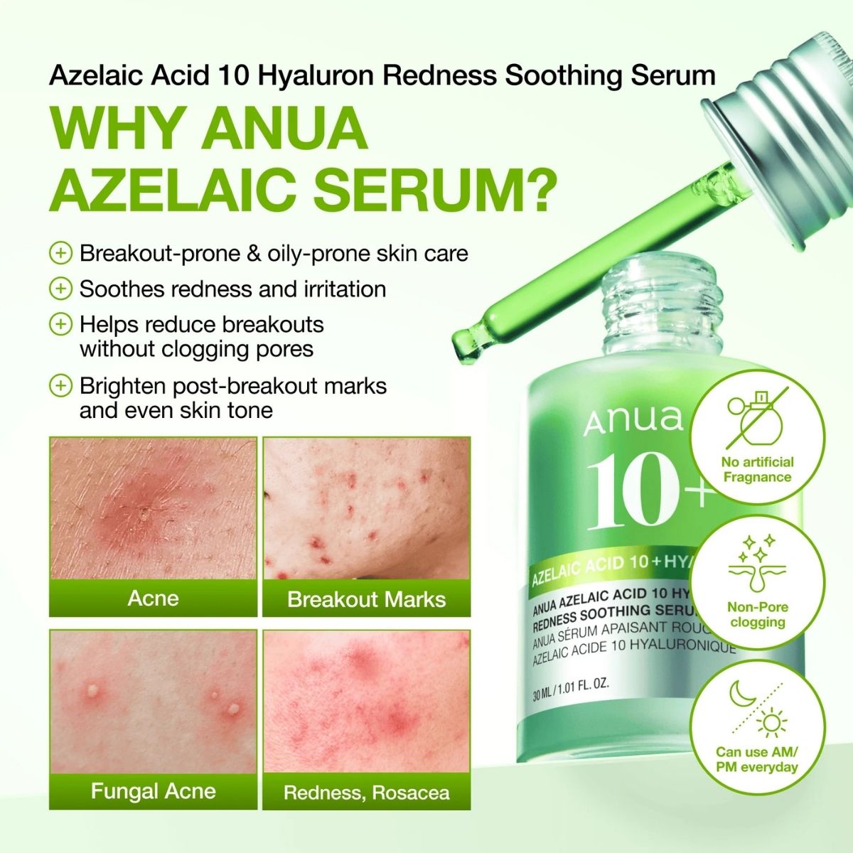 Anua Azelaic Acid 10 Hyaluron Redness Soothing Serum Korean Skincare | VELVET GLOW