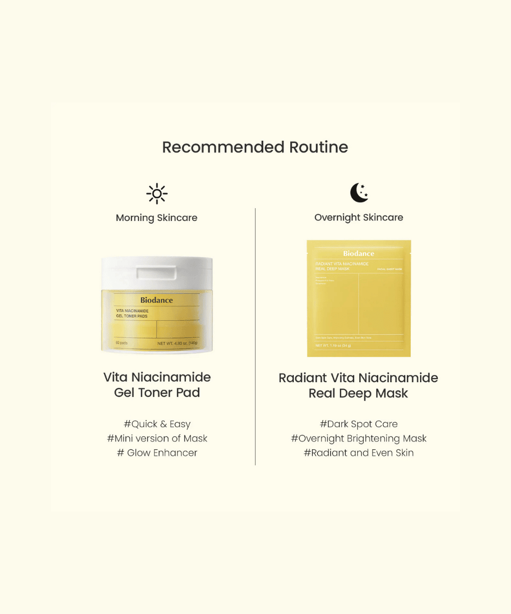 Biodance Vita Niacinamide Gel Toner Pads Korean Skincare | VELVET GLOW