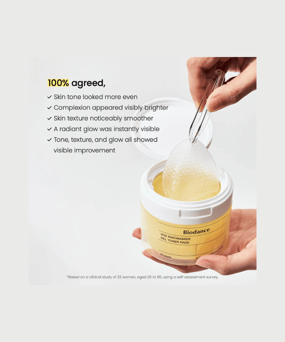 Biodance Vita Niacinamide Gel Toner Pads Korean Skincare | VELVET GLOW