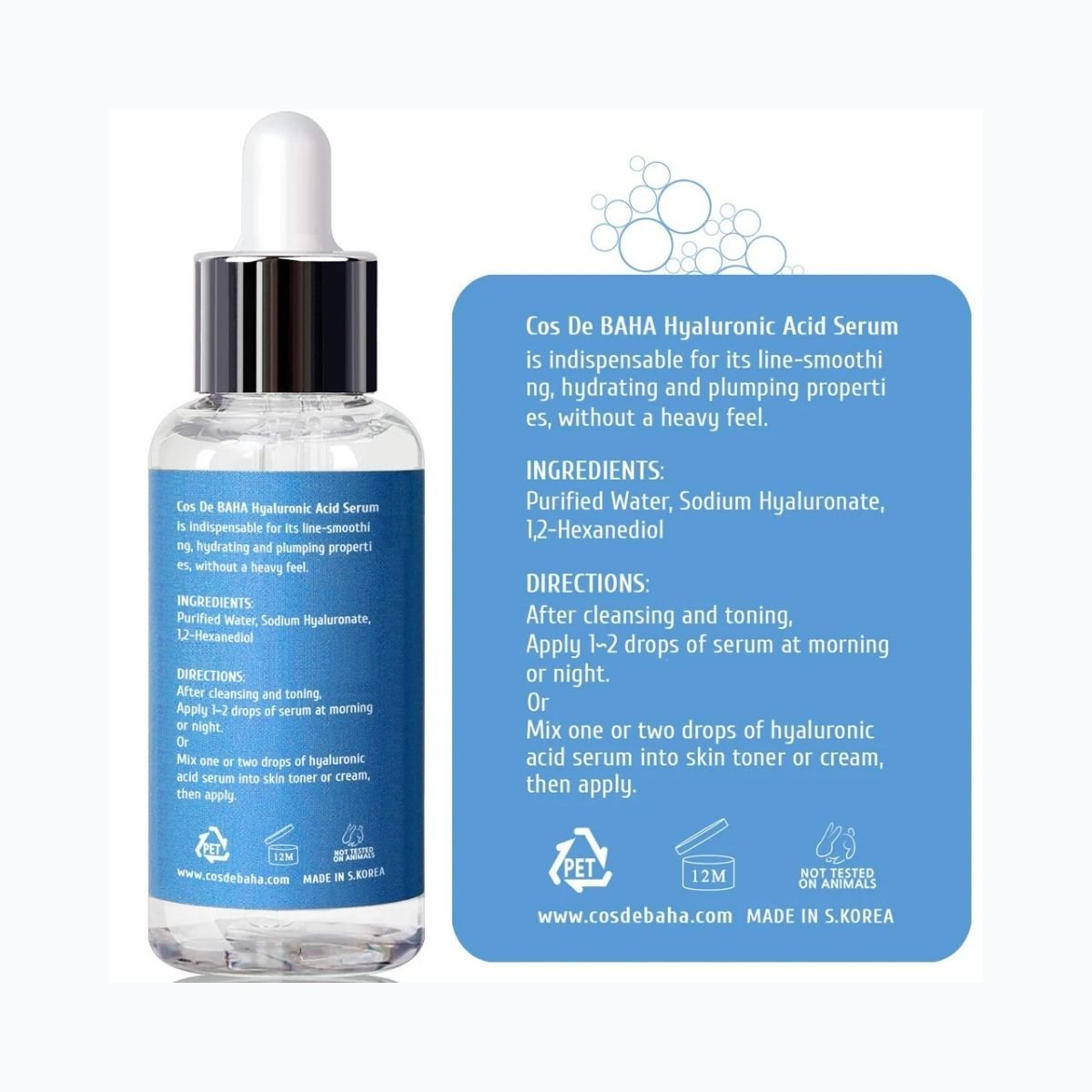 Cos De BAHA Hyaluronic Acid Serum Korean Skincare | VELVET GLOW