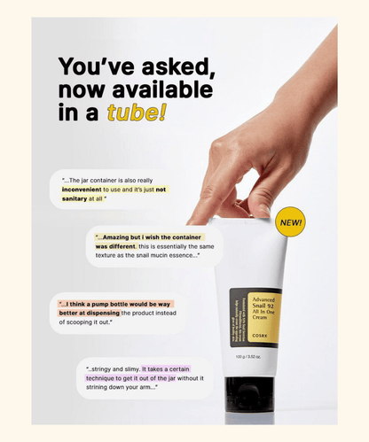 COSRX Advanced Snail 92 All - in - One Creme Tube Korean Skincare | VELVET GLOW