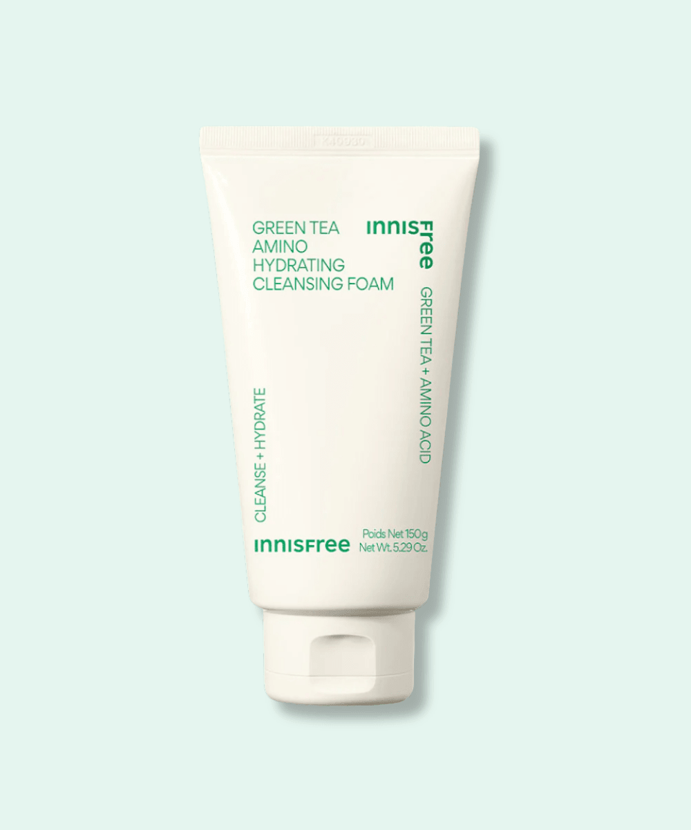 Innisfree Green Tea Amino Hydrating Cleansing Foam Korean Skincare | VELVET GLOW