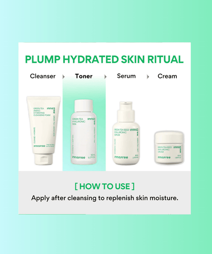 Innisfree Green Tea Hyaluronic Skin Korean Skincare | VELVET GLOW