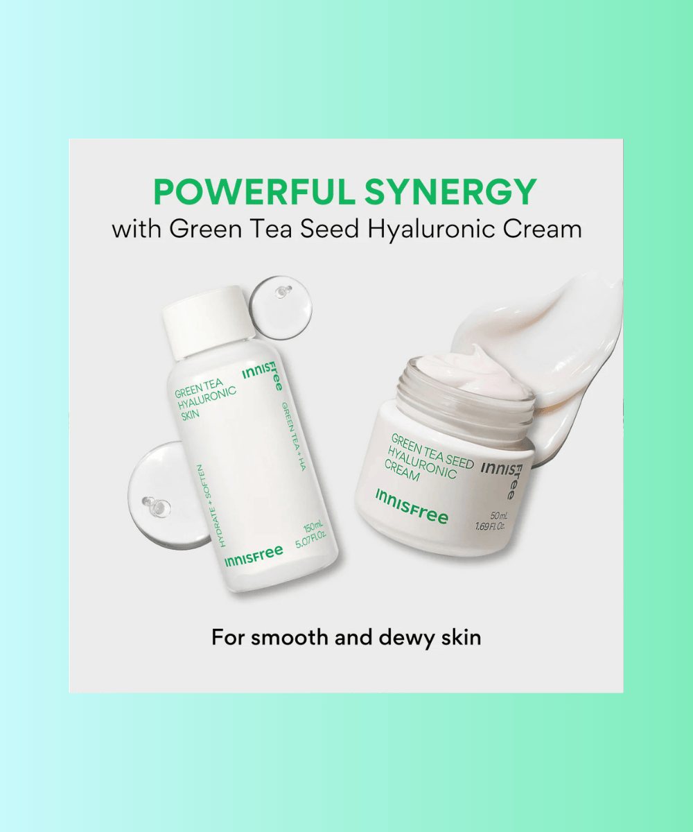 Innisfree Green Tea Hyaluronic Skin Korean Skincare | VELVET GLOW