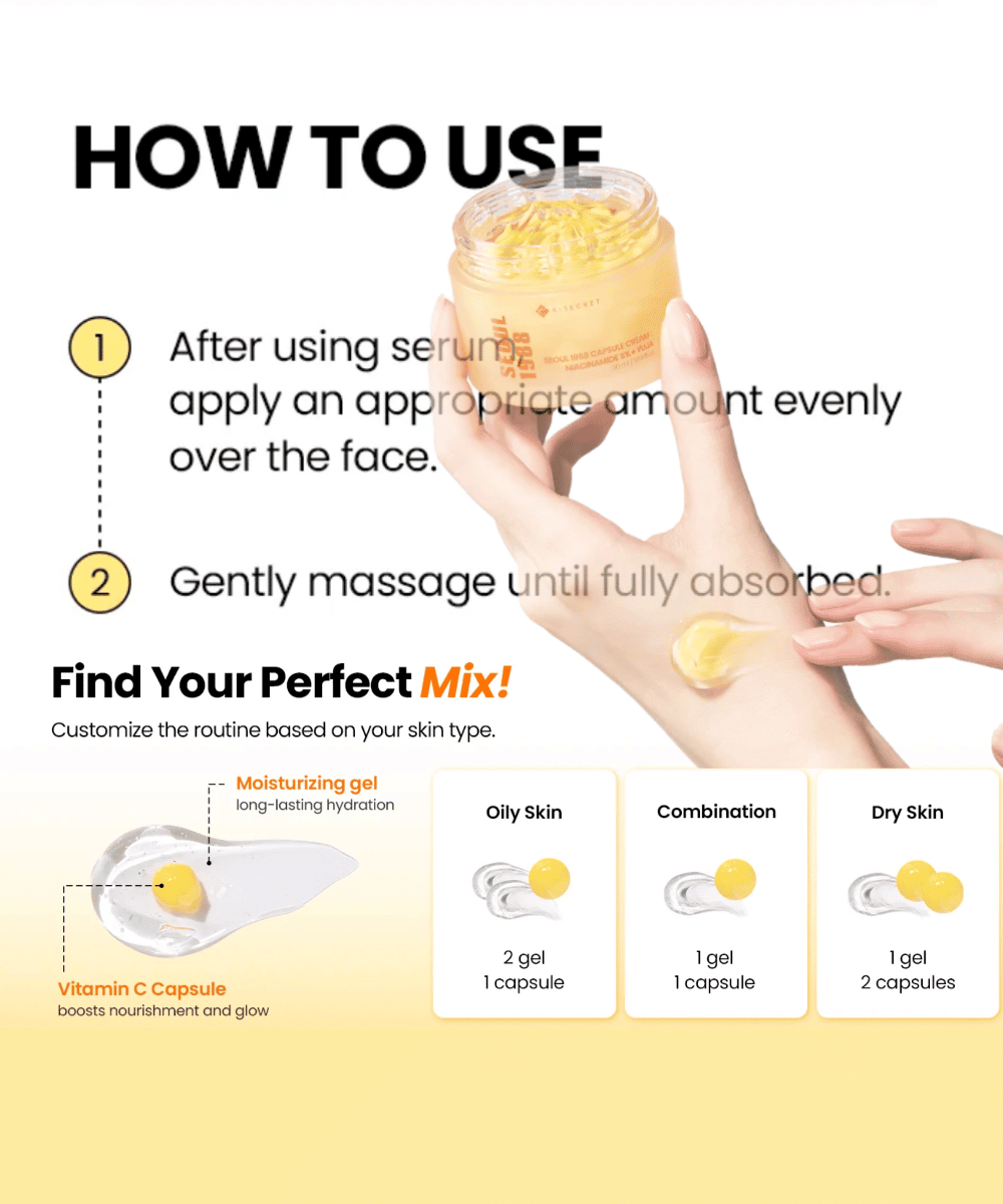 K - SECRET Capsule Cream: Niacinamide 5% + Yuja Korean Skincare | VELVET GLOW