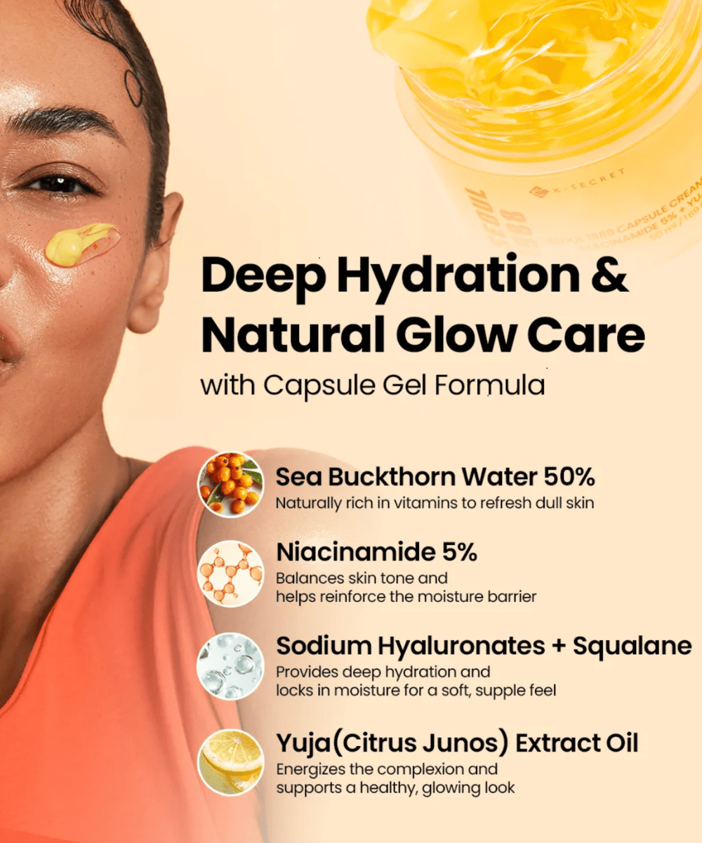 K - SECRET Capsule Cream: Niacinamide 5% + Yuja Korean Skincare | VELVET GLOW