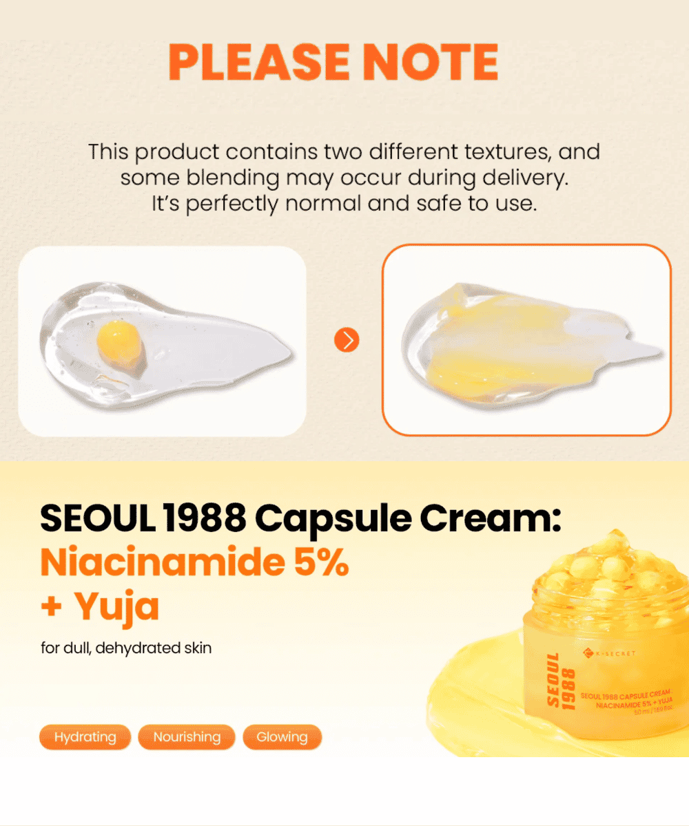 K - SECRET Capsule Cream: Niacinamide 5% + Yuja Korean Skincare | VELVET GLOW