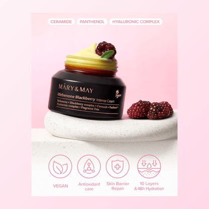 MÁRY&amp;MAY Idebenone Blackberry Intense Cream Korean Skincare | VELVET GLOW