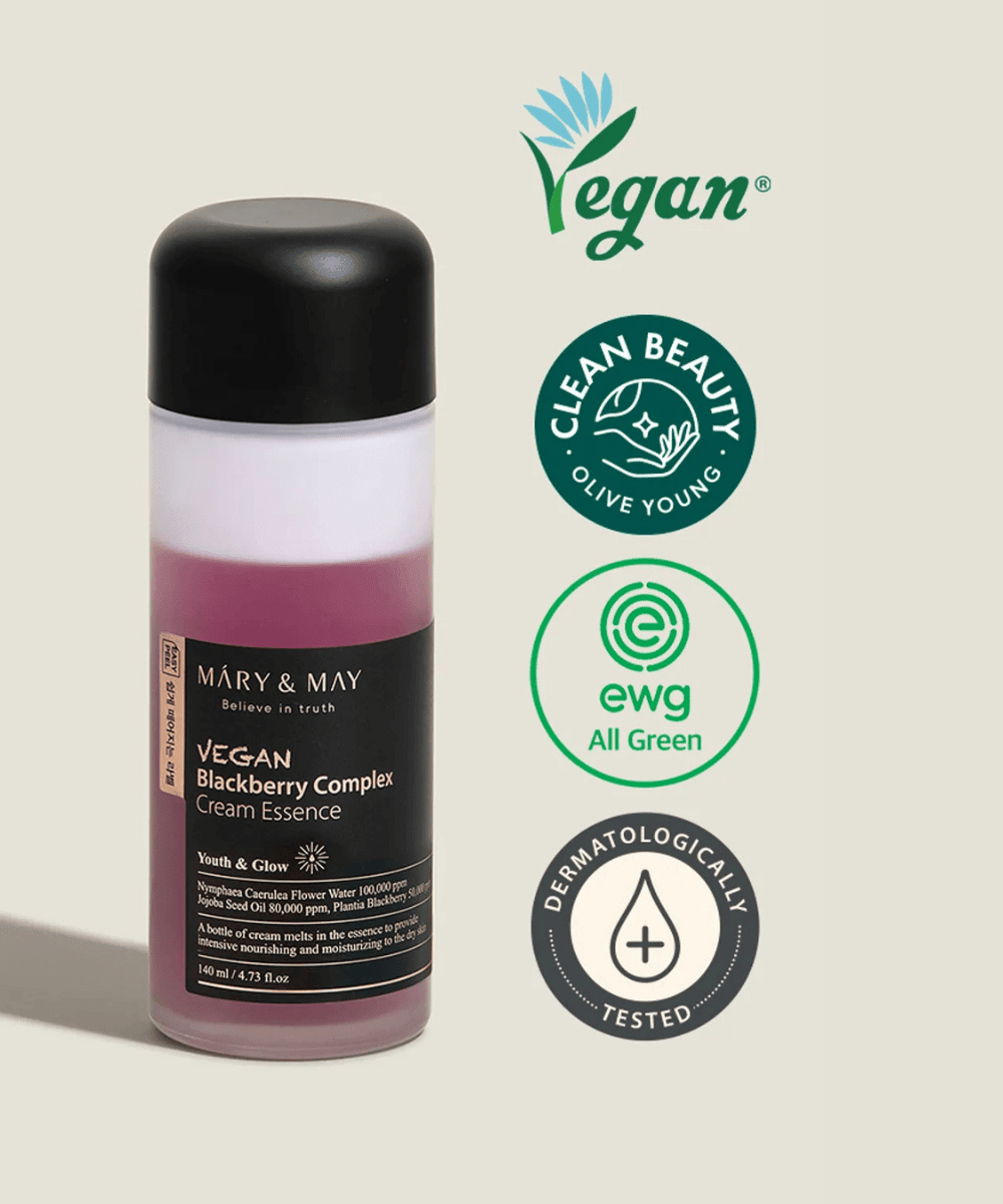 MÁRY&amp;MAY Vegan Blackberry Complex Cream Essence Korean Skincare | VELVET GLOW