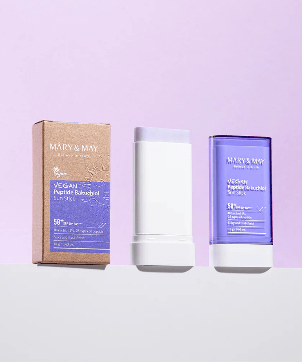 MÁRY&amp;MAY Vegan Peptide Bakuchiol Sun Stick SPF50+ PA++++ Korean Skincare | VELVET GLOW