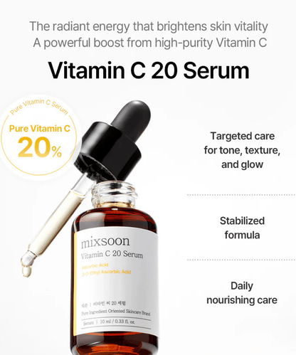 mixsoon Vitamin C 20 Serum Korean Skincare | VELVET GLOW