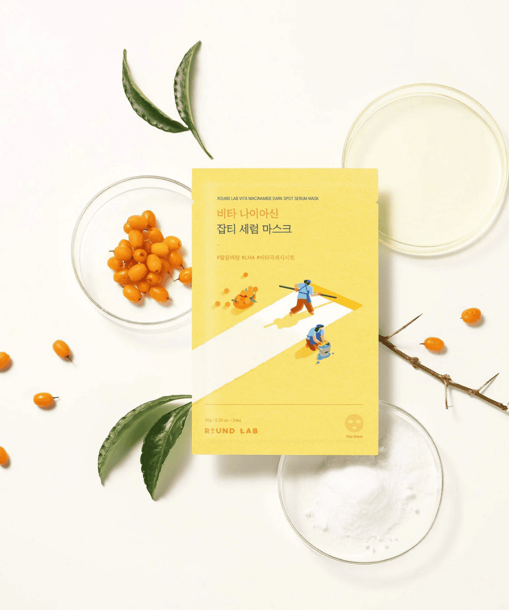 Round Lab Vita Niacinamide Dark Spot Serum Mask Korean Skincare | VELVET GLOW