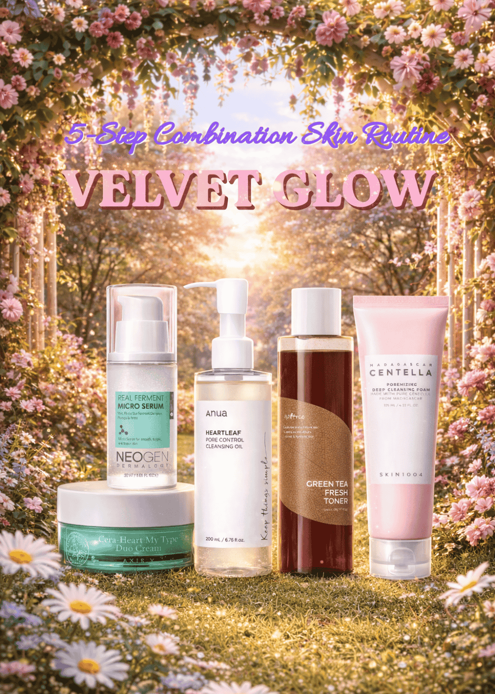 VELVET GLOW 5 - Step Combination Skin Routine Korean Skincare | VELVET GLOW