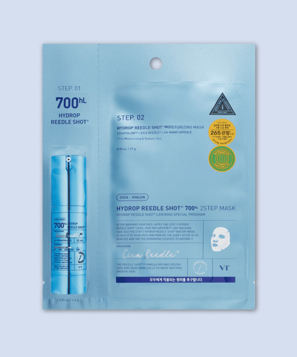 VT Cosmetics Hydrop Reedle Shot 700hL 2 Step Mask Korean Skincare | VELVET GLOW