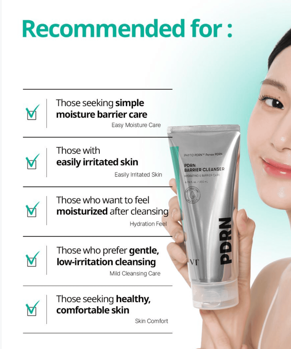 VT Cosmetics PDRN Barrier Cleanser Korean Skincare | VELVET GLOW