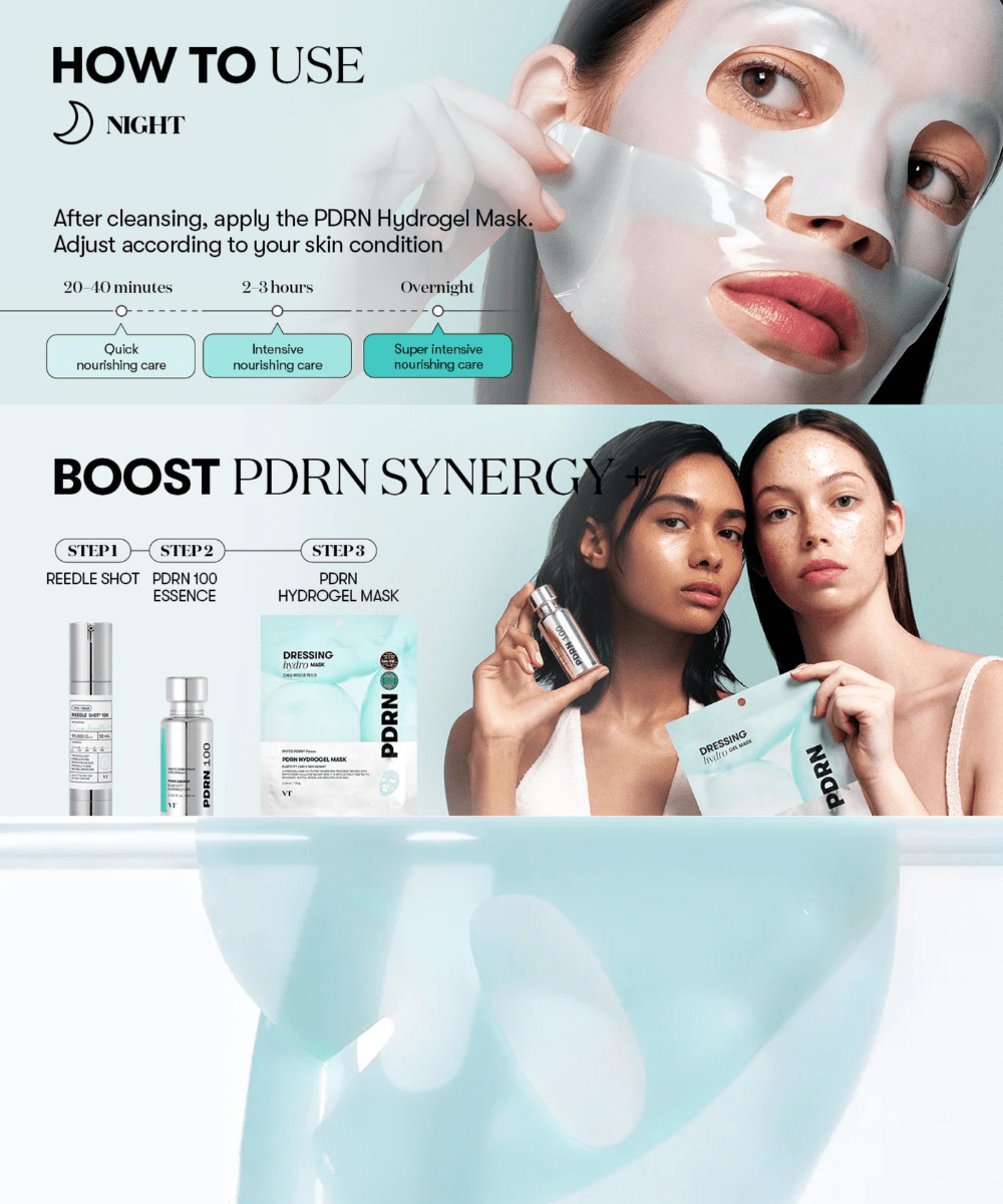 VT Cosmetics PDRN Hydrogel Mask Korean Skincare | VELVET GLOW